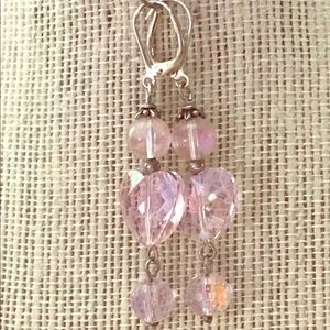 Pink Heart Crystal Earrings